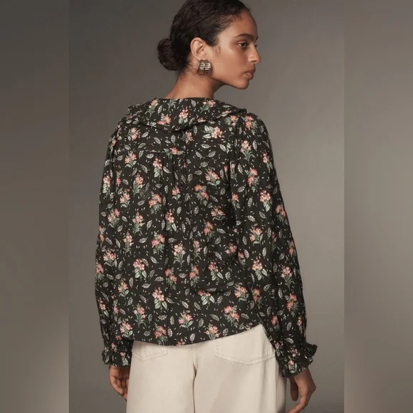 PILCRO Anthropologie The Kiera Collared Floral‎ Button Down Blouse Size XSP - Picture 2 of 14